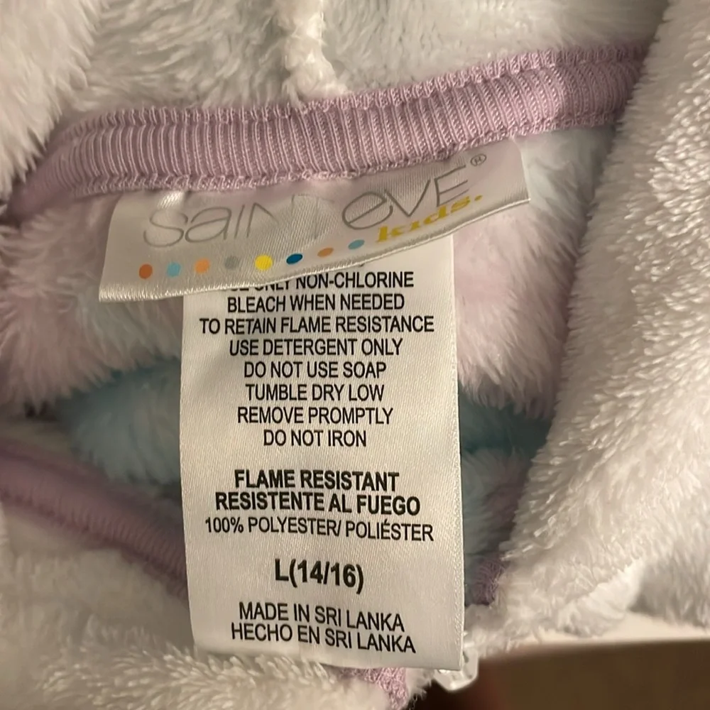 Cozy Jumper, Unicorn Hoodie PJs, purple/white size 14/16 excellent condition